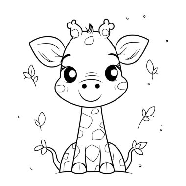 Çocuklar için boyama kitabı. Zürafa. Vektör çizimi. Renk sayfası.