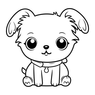 Çocuklar için sevimli çizgi film köpek boyama sayfası. Vektör illüstrasyonu.