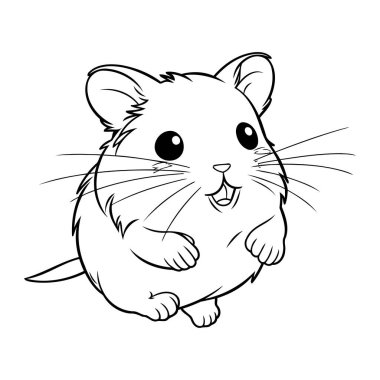 Beyaz arka planda hamster. Bir hamsterın vektör çizimi.