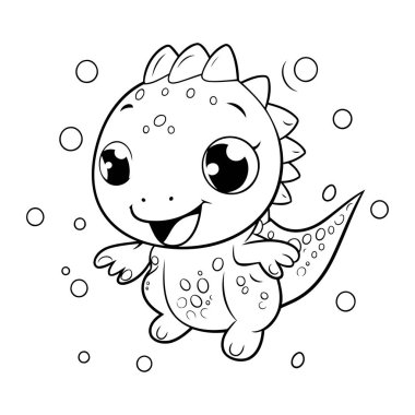 Şirin küçük dinozor. Çocuklar için boyama kitabı. Vektör illüstrasyonu.