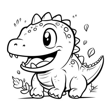 Şirin Dinozor Çizgi Film Maskotu Karakteri. Vektör İllüstrasyonu.