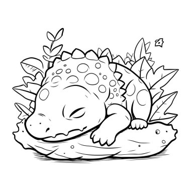 Stegosaurus çizgi filmi güzelmiş. Boyama kitabı için Vektör illüstrasyonu.