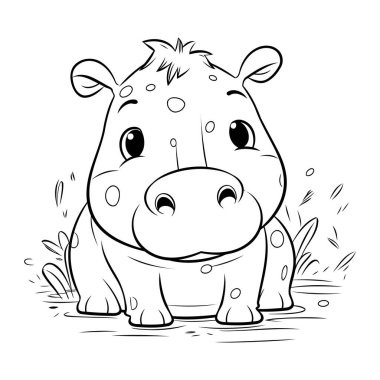 Çocuklar için boyama kitabı. Su aygırı. Vektör illüstrasyonu.