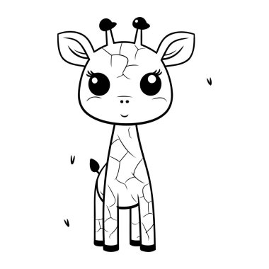 Zürafa çizgi film tasarımı. Hayvanat bahçesi hayatı doğa karakteri çocukluk ve sevimli temalı Vektör illüstrasyonu