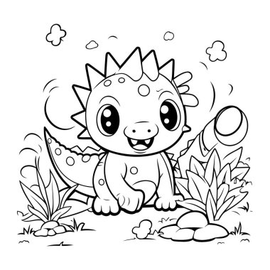 Şirin Dinozor Çizgi Film Karakteri Vektör Resimlerinin Renklendirme Sayfası