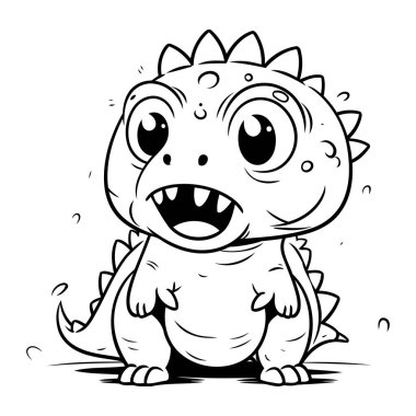 Renklendirme Kitabı için Şirin Dinozor Çizgi Filminin Vektör Çizimi.