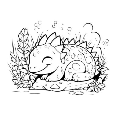 Stegosaurus çizgi filmi güzelmiş. Boyama kitabı için Vektör illüstrasyonu.