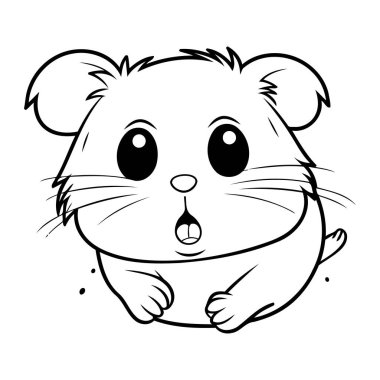 Sevimli hamster. Boyama kitabı için siyah ve beyaz vektör çizimi.