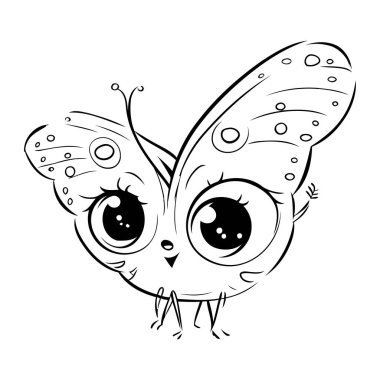 Kelebek. Boyama kitabı için siyah ve beyaz vektör çizimi.