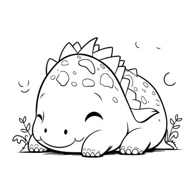Şirin Stegosaurus Dinozor Renklendirme Sayfası Taslak Vektör Resimleri