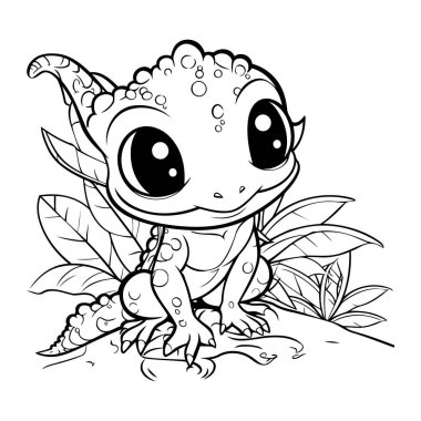 Çocuklar için boyama kitabı. Tatlı çizgi film kurbağası. Vektör illüstrasyonu.