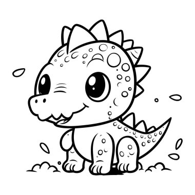 Çocuklar için boyama kitabı. Şirin dinozor. Vektör illüstrasyonu.