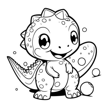 Çocuklar için boyama kitabı. Şirin bebek dinozor. Vektör illüstrasyonu.