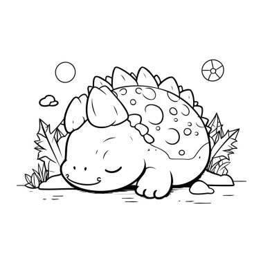 Stegosaurus çizgi filmi güzelmiş. Boyama kitabı için Vektör illüstrasyonu.