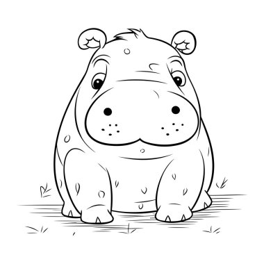 Çocuklar için boyama kitabı. Su aygırı. Vektör illüstrasyonu.