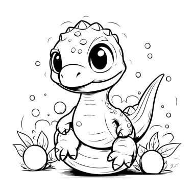 Tatlı bebek timsah. Çocuklar için boyama kitabı. Vektör illüstrasyonu.
