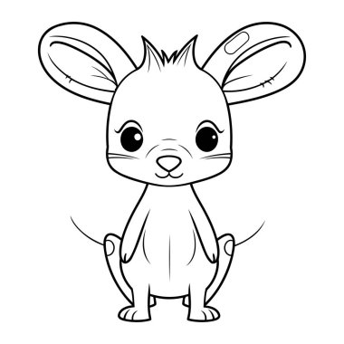 Şirin çizgi roman faresi. Boyama kitabı veya sayfa için vektör illüstrasyonu.