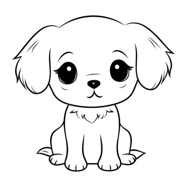 Tatlı çizgi film köpeği. Boyama kitabı veya sayfa için vektör illüstrasyonu.