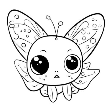 Sevimli çizgi film kelebeği. Çocuklar için boyama kitabı. Vektör illüstrasyonu.