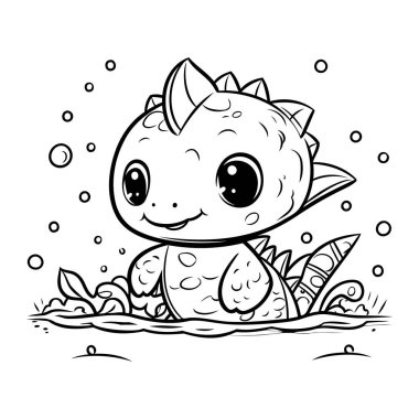 Çocuklar için boyama kitabı. Şirin dinozor. Vektör illüstrasyonu.