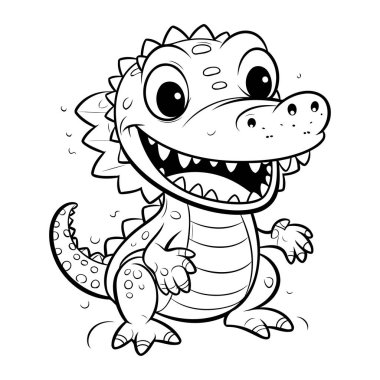 Çocuklar için boyama kitabı. Tatlı timsah. Vektör illüstrasyonu.