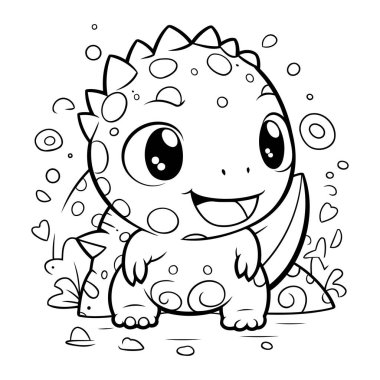 Sevimli Dinozor Renklendirme Kitabının Renklendirme Sayfası