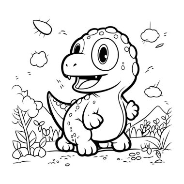 Şirin Dinozor Çizgi Film Karakteri Vektör Resimlerinin Renklendirme Sayfası