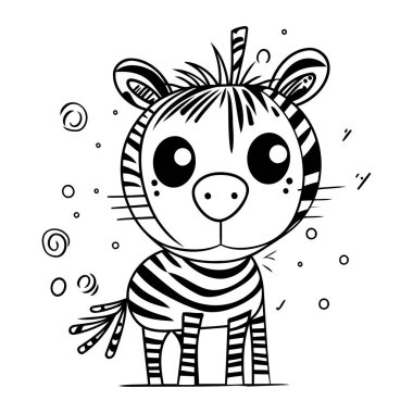 Zebra çizgi film tasarımı. Hayvanat bahçesi hayatı doğa karakteri çocukluk ve sevimli temalı Vektör illüstrasyonu