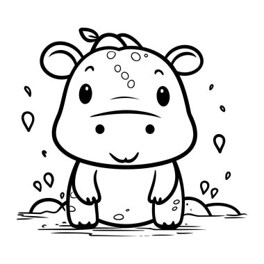 Tatlı çizgi film hipopotamları. Çocuklar için boyama kitabı.