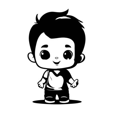 Saç stili ve günlük kıyafet vektör çizimi olan şirin bir çocuk.