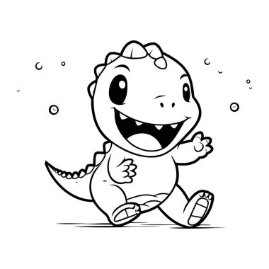 Şirin timsah yavrusu koşuyor. Vektör çizimi. Çizgi film biçimi.