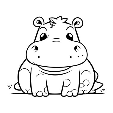 Tatlı su aygırı. Vektör çizimi. Çocuklar için boyama kitabı