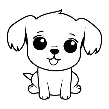 Şirin küçük köpek maskotu karakter vektör illüstrasyon tasarımı tasarımı
