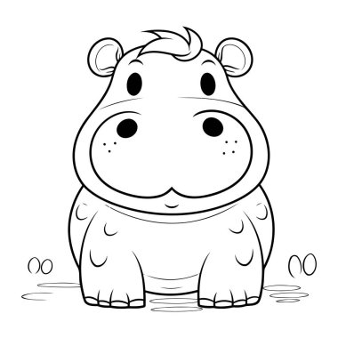 Hippopotamus çocuklar için boyama kitabı. Vektör illüstrasyonu