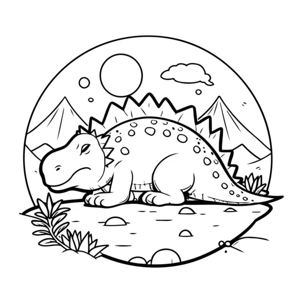 Cute Tyrannosaurus Rex Dinosaur Landscape Vector Illustration Design — Stock Vector