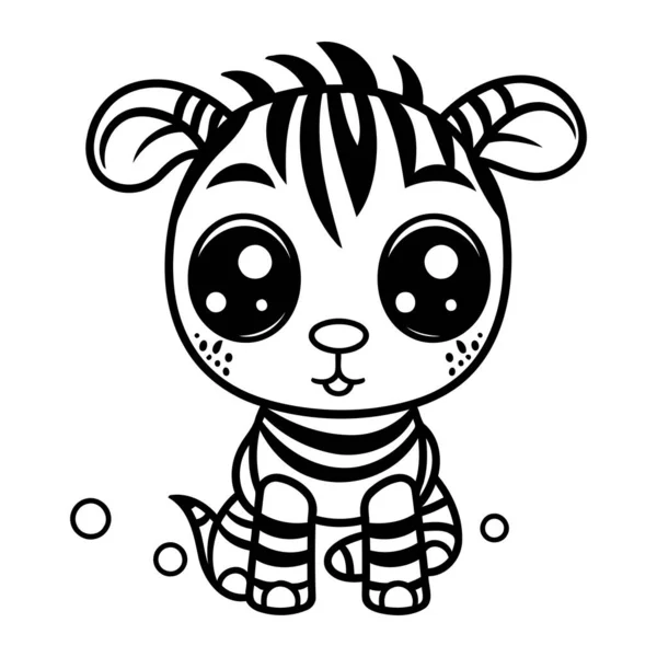 Cute Little Tiger Kawaii Character Vector Illustartion Design — Stock Vector