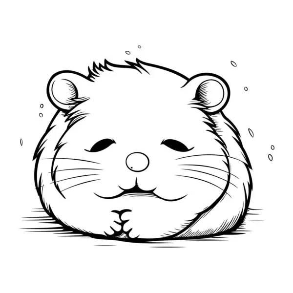 Ilustração Vetor Hamster Preto Branco Martelo Bonito — Vetor de Stock