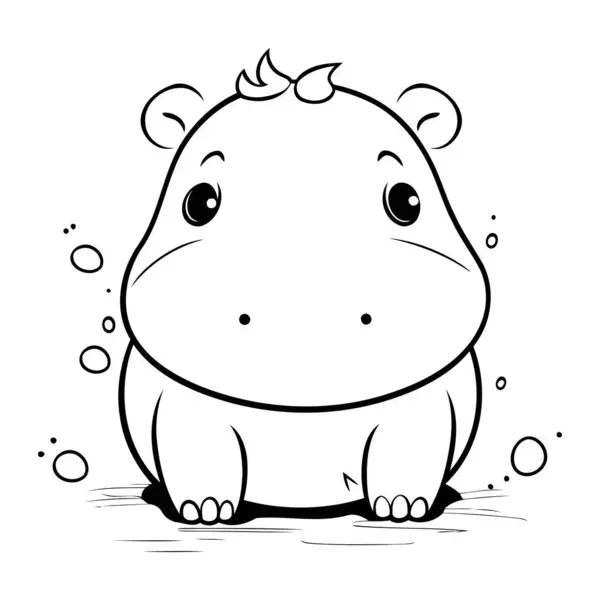 Kleurboek Voor Kinderen Printen Online Hippopotamus Vectorillustratie — Stockvector
