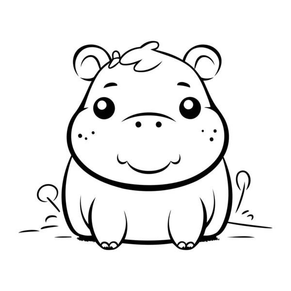 Hipopótamo Bonito Dos Desenhos Animados Ilustração Vetorial Isolada Sobre Fundo — Vetor de Stock