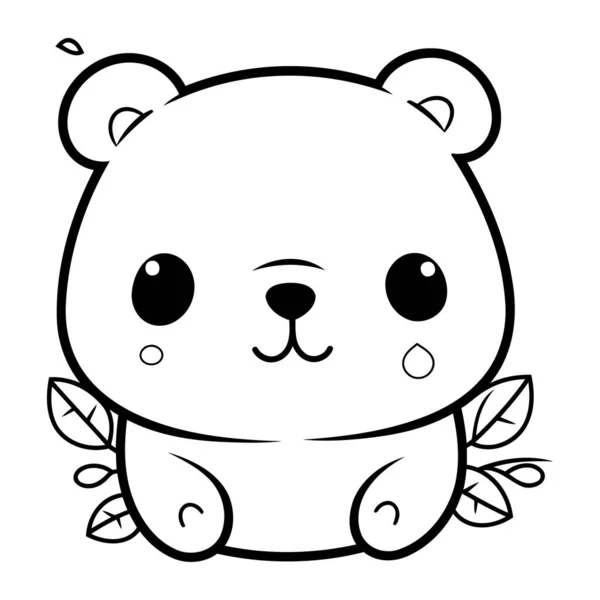 Urso Pequeno Bonito Com Folhas Personagem Vetor Ilustração Design Vetor — Vetor de Stock