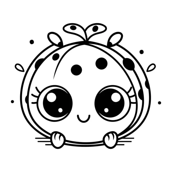 Roztomilý Malý Ladybug Kawaii Znak Ikona Vektor Ilustrační Design — Stockový vektor