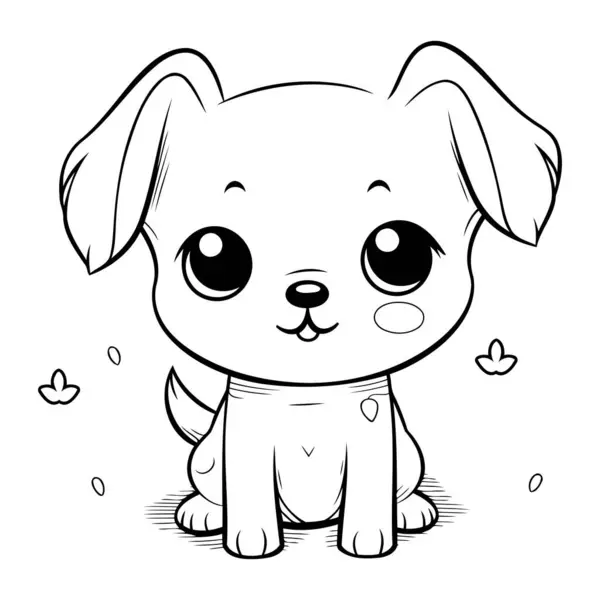 Lindo Perro Dibujos Animados Ilustración Vectorial Para Colorear Libro Para — Vector de stock