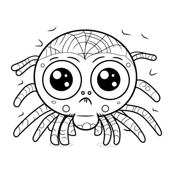 Cute Spider Coloring Page Kids Vector Illustration — Stock Vector