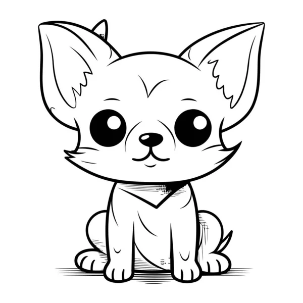 Lindo Dibujo Animado Chihuahua Blanco Negro Vector Ilustración — Vector de stock