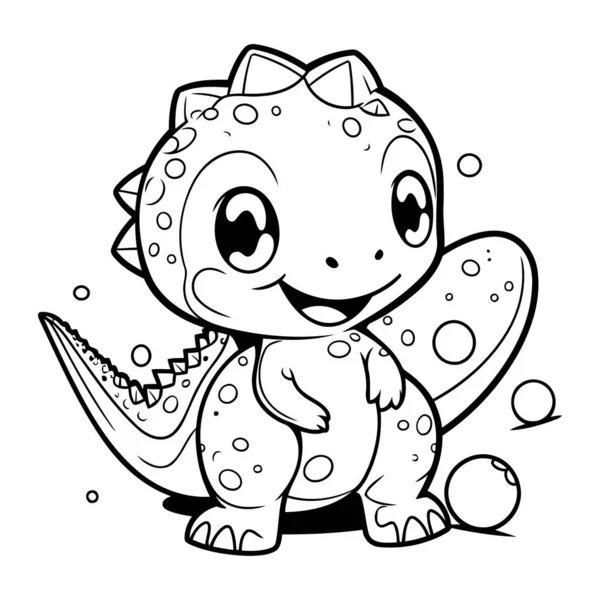 Coloring Book Children Cute Baby Dinosaur Vector Illustration — Stock Vector