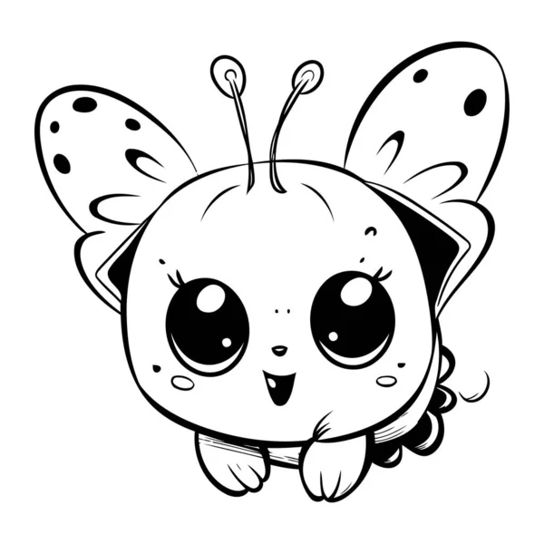 Cute Butterfly Cartoon Mascot Character Vector Illustration — Stock Vector