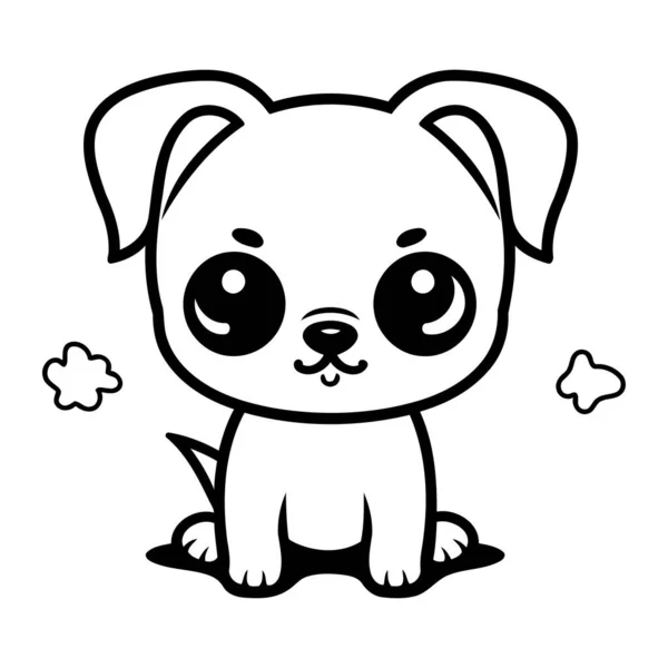 Lindo Dibujo Animado Perro Vector Ilustración Lindo Cachorro Con Ojos — Vector de stock