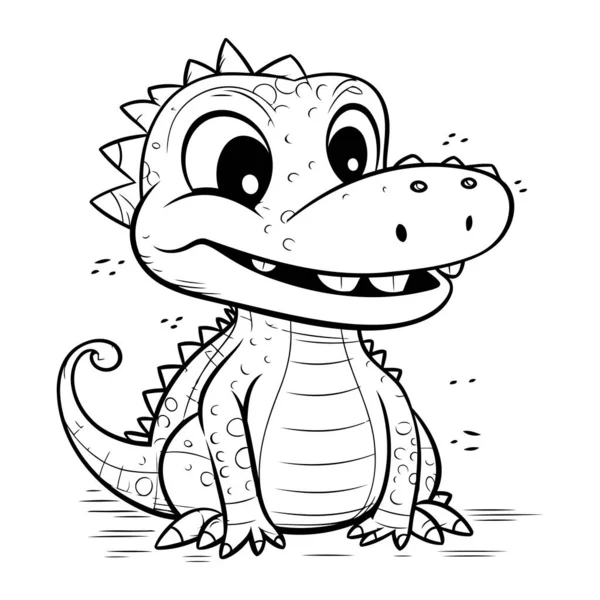 Cute Cartoon Crocodile Vector Illustration Isolated White Background — Stock Vector