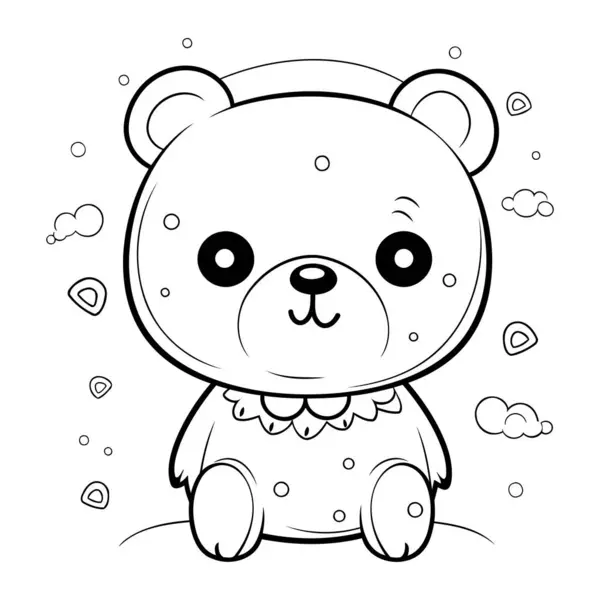 Cute Cartoon Teddy Bear Coloring Book Children — Stock Vector