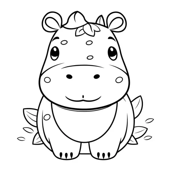 Livro Para Colorir Para Crianças Hipopótamo Ilustração Vetorial — Vetor de Stock